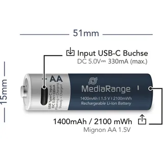 MediaRange Akku AA 1400 mAh 4 St.