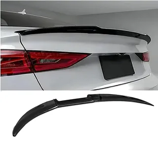GEBBEM Auto Heckspoiler für Audi A8 D4 / 4H 2010 2011 2012 2013 2014 2015 2016 2017, Kofferraumspoiler Heckflügel Lippe Spoiler Tuning Styling Zubehör,Bright Black