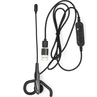 Nedis PC-Headset - Im Ohr - Mono - USB Type-C / Klappbarer Mikrofon - Schwarz
