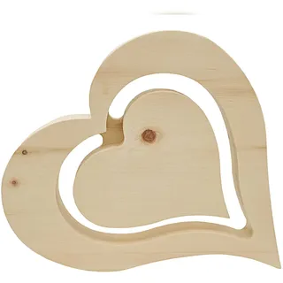 Erst-Holz Moderne Holzherzen Zirbe massiv unbehandelt Dekoherz Herz aus Holz Tischdeko V-40.10-044