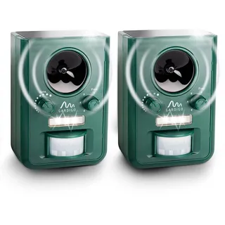 Gardigo Tiervertreiber Ultraschall Solar - 2er Set | Marderabwehr, Katzenschreck mit Blitzlicht | Multifrequenz Gerät, 5 Modi, Gesamtfläche ca. 75m2 (ca. 9 m, 110°) | Batterien & USB-Ladekabel