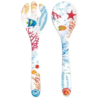 EasyLife Salatbesteck Bora Bora, Spülmaschinengeeignet, Mehrfarbig, Motiv: Unterwasser