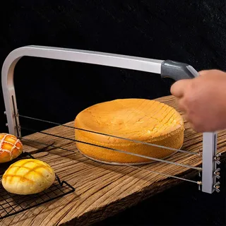 Tortenschneider Edelstahl, 3 Drähte Kuchenschneider Tortenbodenschneider Tortensäge Höhenverstellbarer Tortenteiler Kuchenbodenschneider zum Schneiden des Tortenbodens, Silber