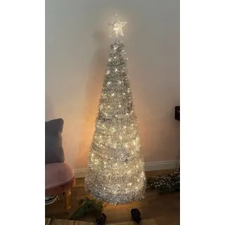 Spetebo Spiral Weihnachtsbaum Silber 150 cm