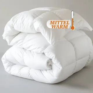 knerst Ganzjahres Bettdecke 155x220 - Federbettdecke Decke mit Daunen & Federn - Ganzjahresdecke Waschbar & Atmungsaktiv - Daunendecke