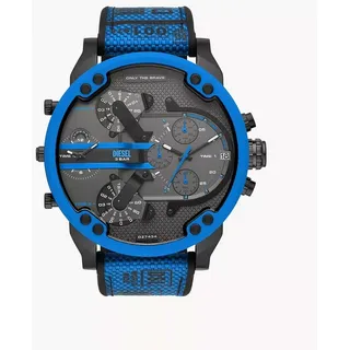 Diesel Herrenuhr Mr. Daddy 2.0, Chronographenwerk, 57 mm, schwarzes Edelstahlgehäuse, gemischtes Armband, DZ7434