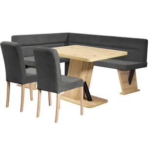 Home Affaire Eckbankgruppe Laros Sitzgruppe, Eckbank, Stühle, Tisch, (Set, 4tlg Set), perfekt für Küche, Esszimmer, Wohnzimmer, Bestseller schwarz