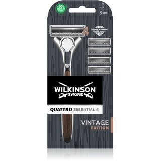 Wilkinson Sword Quattro Essentials 4 Vintage Rasierer + Ersatzklingen 1 St.