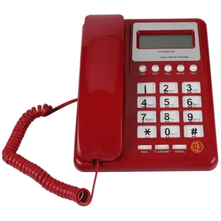 Lazmin Rotes Festnetztelefon, kabelgebundenes DTMF/FSK-Dual-Mode-Desktop-Telefon mit Anrufer-ID-Anzeige, Flash-Funktion für Zuhause/Hotel/Büro