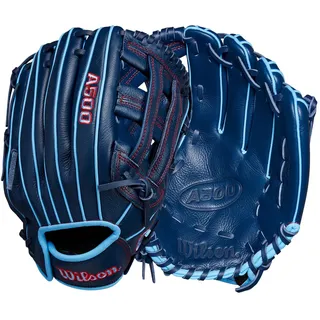 Wilson A500 Infield Youth Baseball-Handschuh für Rechtshänder, 30,5 cm, Marineblau/Rot