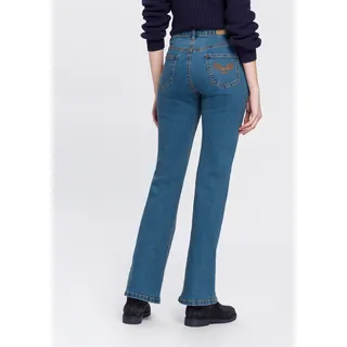 Arizona Bootcut-Jeans »Comfort-Fit«, ausgestellte Beinform, mit Eingrifftaschen, High-Waist Gr. 42 N-Gr, blue stone, , 501039-42 N-Gr