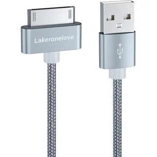Lakeronelove Cavo iPhone 4, 30-Pin USB Sync e Nylon Cavo di Caricamento Compatibile con iPhone 4s / 4 / 3G / 3GS, Compatibile con Pad 1 2 3 e Pod