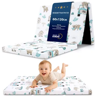 Klappmatratze Faltbare Reisebett Baby Matratze 60x120 cm - Faltmatratze für Kinder Gästematratze klappbar Babymatratze Bodenmatratze Schlafmatratze und Reisematratze 60 x 120 cm Afrika