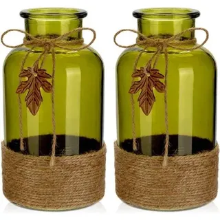 Glasvase Zylindrisch Boho Tischvase 20cm 2 St Hochzeit Groß*2 Grün