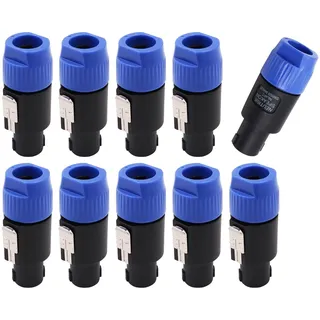 WANGCL 10 STÜCKE NL4FC Lautsprecherkabel Stecker Wasserdichter Speakon-Anschluss Speakon-zu-Klinkenkabel CANNON-Stecker mit Drehverschluss Passend für Kabeldurchmesser 6~15 mm - Blau