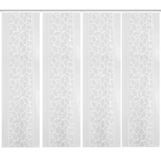 HOME WOHNIDEEN Schiebegardine JENNA (4 St), Klettband, halbtransparent, Schiebevorhang Jacquard Set weiß 57 cm x 245 cm