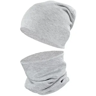 TupTam Mütze und Schal Kinder Set, Grau Meliert, 44-52 - 44-52