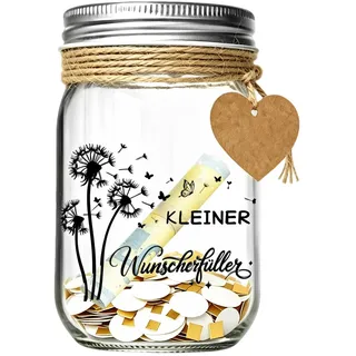 RgitFzi 380ml Wunscherfüller Geldgeschenk Glas Mit Zubehör, Originelle Geldgeschenke Geburtstag Zum Basteln, Kreative Verpackung Für Wunschgutschein, Geschenkidee Für Freunde
