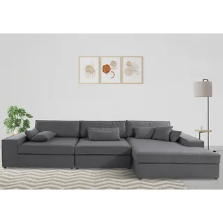 otto home Ecksofa "Enid L-Form", 360x75 cm Struktur Ottomane rechts schwarz,