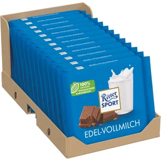 Ritter Sport Edel-Vollmilch 100g | Premium Vollmilchschokolade (12er Pack)