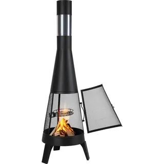 SucceBuy Terrassenofen Gartenkamin Aztekenofen Chimenea Feuerstelle 508x1495mm - Schwarz