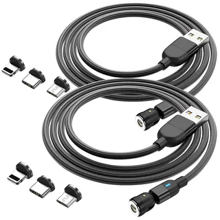 Callstel Magnet Ladekabel: 2er-Set USB-Kabel mit 6 Magnet-Stecker für USB-C, Micro-USB, Lightning (C Ladekabel, MicroUSB, Galaxy)