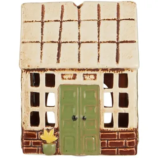 IB Laursen Teelichthaus Orangerie mit grüner Tür, 14 x 7.5 x 17 cm