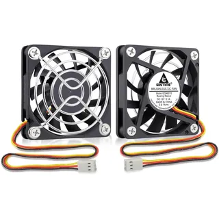 GDSTIME 2 Stück Lüfter 60mm 12V 3Pin CPU PC Lüfter 60x60x10 Gehäuselüfter 60mm DC Bürstenloser Kühlung 3500 U/min für Router xBox Projektor GPU