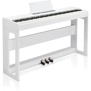 LEADZM 88 Tasten Digital Piano, Voll Gewichtete Tastatur, E-Piano mit MIDI-USB, Audio Bluetooth und Stereolautsprechern, 128 Töne und Rhythmen, 3-Pedal-System, Weiß