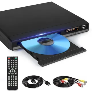 HD DVD Player mit HDMI-Anschluss, Region Free für Smart TV, HDMI/RCA Ausgangskabel inklusive, Unterbrechungspunktspeicherung, Eingebautes PAL/NTSC, CD Player für Zuhause (Nicht Blu-ray)