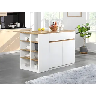 vente-unique Kücheninsel mit Stauraum 0 x 0 x 0 cm Weiß