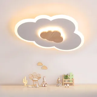 FANLG LED Deckenlampe Kinderzimmer,50CM Deckenleuchte Schlafzimmerlampe | Warmweiß 3000K kreative Wolkenlampe Deckenleuchte Kinderzimmer Lampe decke babyzimmer Kinderlampe Deckenlampe holz+weiß,26W