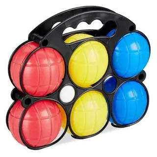 Relaxdays Boule-Set 100235170, 8-teilig, 6 Boule- und 1 Zielkugel mit Zubehör, aus Kunststoff