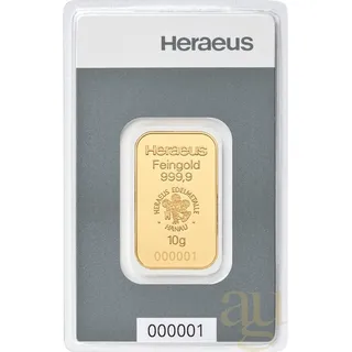 10 Gramm Goldbarren Heraeus