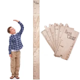 Qaestuan Holz Messlatte Kinder, Messlatte aus Holz zum Kleben, Stichsäge Design, Wachstumsrekord für Kinder, für Dekoration für Kinderzimmer, Taufgeschenke (40-140cm)