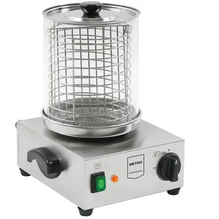 METRO PROFESSIONAL Hot-Dog-Maschine GHM1002, Edelstahl/Glas, Ø 20 x 40 cm, 800 W, mit Wasserstandsanzeige, silber