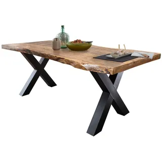 'massivart' Baumkantentisch 140 x 75 x 90 cm beige