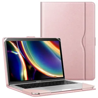 Fintie Hülle Kompatibel mit MacBook Air 13.6 (2024-2022 M3 M2) | MacBook Air 13 (2020-2018 M1 ) / Pro 13 (2022-2016 M2 M1), Folio Book Schutzhülle mit Dokumentschlitze, Roségold