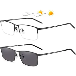WInara Selbsttönende Sonnenbrille, Progressive Multifokus Lesebrille, Gleitsichtbrille Sehhilfe Lesehilfe UV400 Presbyopie Brille for Männer und Frauen (Color : Black, Size : +2.00)