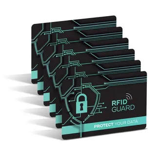 Tec-Expert Geldbörse RFID GUARD 6x RFID NFC Scan Blocker Karte Abschirmung Geldbörse (6-tlg., Set aus 6x RFID / NFC Block Card), RFID Blocker Karte, NFC Block Card schwarz