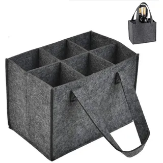 Generisch Flaschentasche mit 6 Fächer, Flaschenträger Flaschentasche Filz Bottle Bag Männerhandtasche Flaschen Tasche Filztasche Weinflasche Tasche