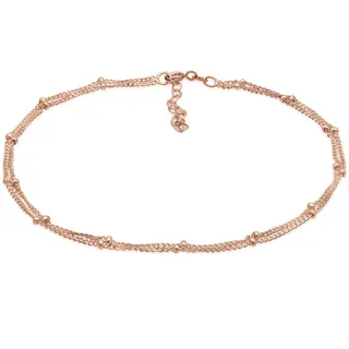 Elli "Fußkette mit Kugeln Zeitlos Schmuck Geschenk 925 Silber" Kugel in (rosegold), Fußketten, Damen, 28cm, Silber 925 (Sterlingsilber),