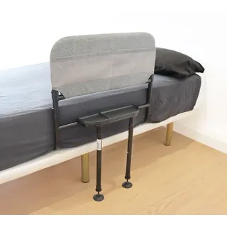 KMINA Bettgitter Rausfallschutz Senioren, Verstellbare Aufstehhilfe Bett für Erwachsene, Stabiler Haltegriff Bettschutzgitter mit Tablett und Taschen, 145 kg Belastbarkeit
