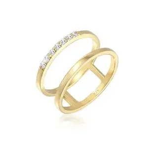 Elli Ringe - Ring Verlobungsring Doppelring Topas Stein 375 Gel - Gr. 56 MM - in Gold - für Damen
