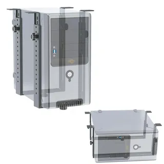 Ricoo Computer PC Halterung unter Schreibtisch Höhenverstellbar Rechner Aufhängung für Untertisch bis 35 kg Server Rack Gehäuse TRH02-B Tischhalterung Montage Computer-Halterung Halter Flexibel