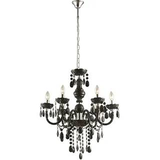 ETC Shop Hänge Leuchte Kronleuchter Decken Beleuchtung Luster schwarz im Set inklusive LED Leuchtmittel