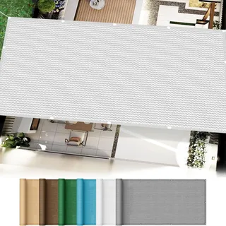Sonnensegel Atmungsaktiv 80 x 320 cm HDPE Luftdurchlässig, Wasserdurchlässig Sonnensegel Luftdurchlässig Schattenstoff mit Ösen für Außenbereich, Garten, Weiß