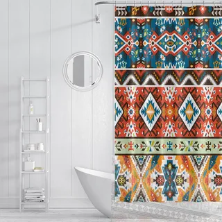 FAIRYGATE Duschvorhang Antischimmel Boho Gardine Badezimmer Shower Curtains Duschborhang Bunt Hotel Luxury Thick Polyester Duschvorhang Bathroom Curtain 180 x 180 cm Polyester Badevorhänge B8607