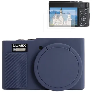 Rieibi Silikonhülle für Panasonic Lumix ZS99/TZ99 Kamera, Zubehör für Panasonic Lumix DC-ZS99/TZ99 Hülle mit 2 Displayschutzfolien, abnehmbarer Objektivabdeckung, Marineblau
