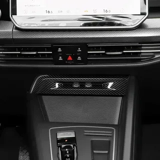 FUEISOF USB Abdeckung Rahmen für VW Golf 8 2021 – 2026, Innenraum Zubehör, Carbon Look & Rot, Mittelkonsole Dekoration (Karbon Look)